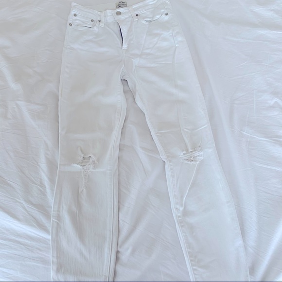 J. Crew distressed white denim jeans